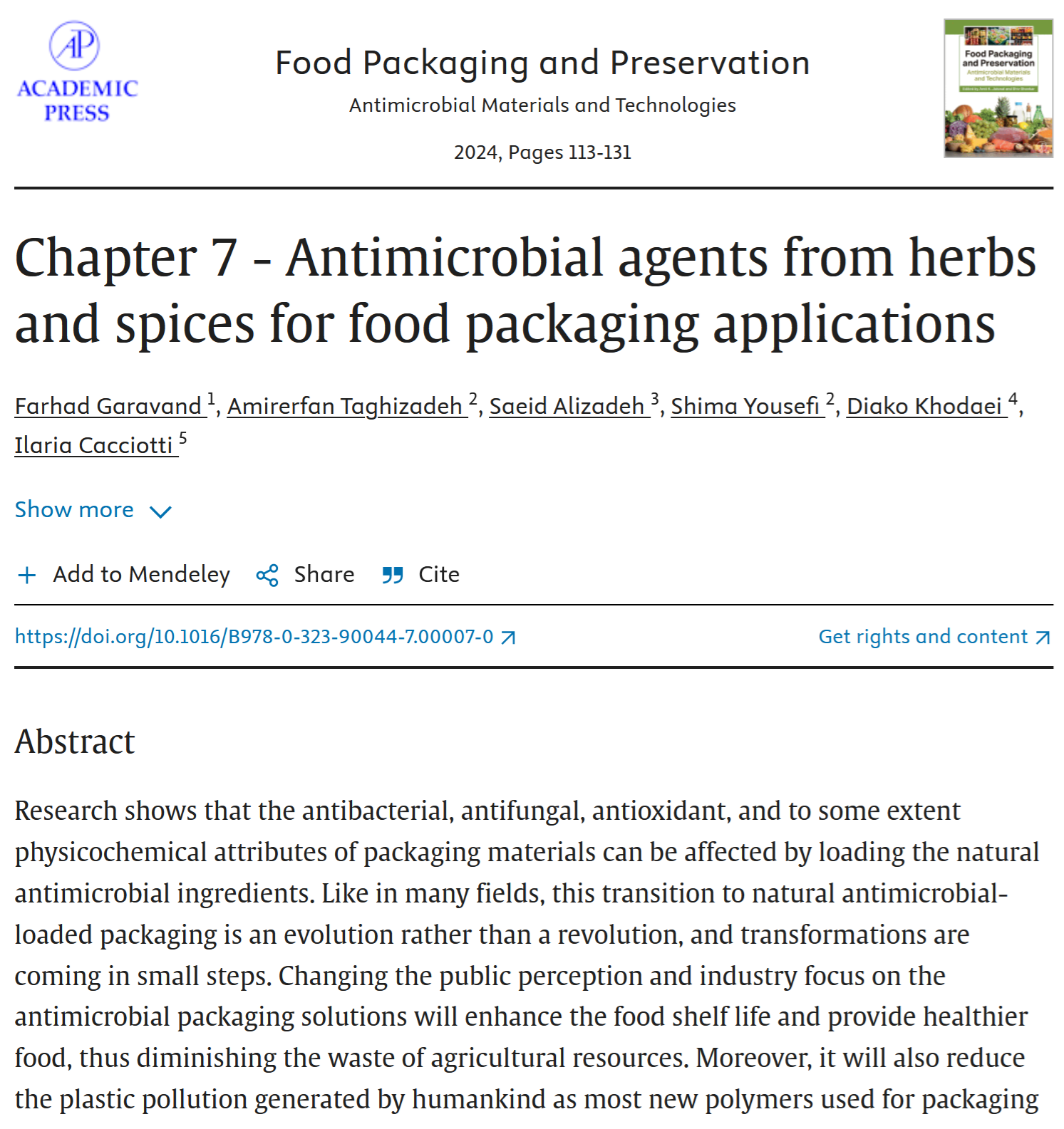 Antimicrobial agents from herbs and spices for food packaging applications